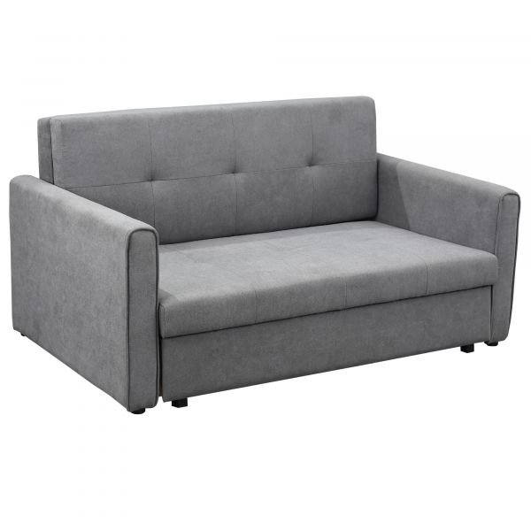 Sofá Homcom com cama de 2 Lugares Estofado em Algodão com 2 Almofadas Apoio para os Braços e Armazenamento Duplo 152x101x81cm Cinza