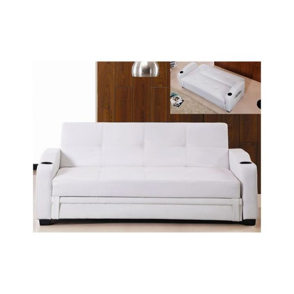 Sofá Vente Unique Cama Clic Clac em Pele Sintética Branco Mirella