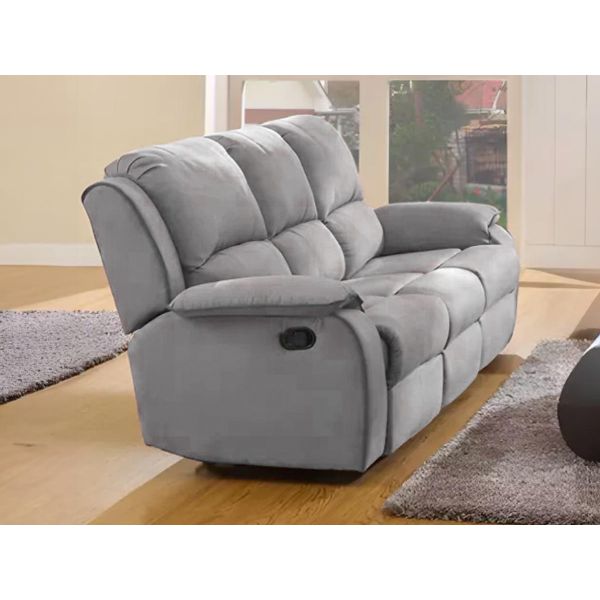 Sofá Vente Unique 3 Lugares Relax Microfibra Cinzento Hernani