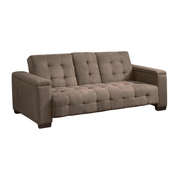 Sofá Cama Vente Unique Clic Clac 3 Lugares Microfibra com Mesinha Centro Rebatível Castanho Devonshire