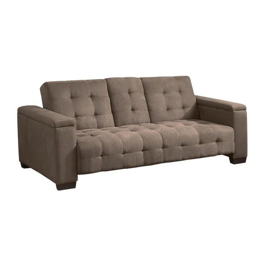 Sofá Cama Vente Unique Clic Clac 3 Lugares Microfibra com Mesinha Centro Rebatível Castanho Devonshire