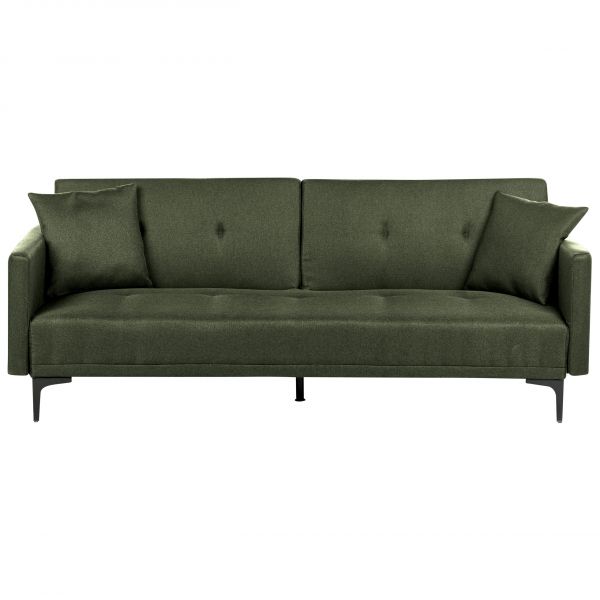 Sofá Cama Beliani com Design Moderno Lucan de Poliéster Verde 191x91x75