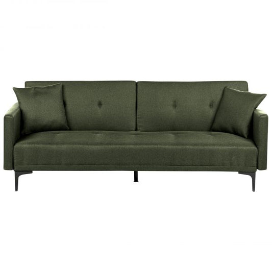Sofá Cama Beliani com Design Moderno Lucan de Poliéster Verde 191x91x75